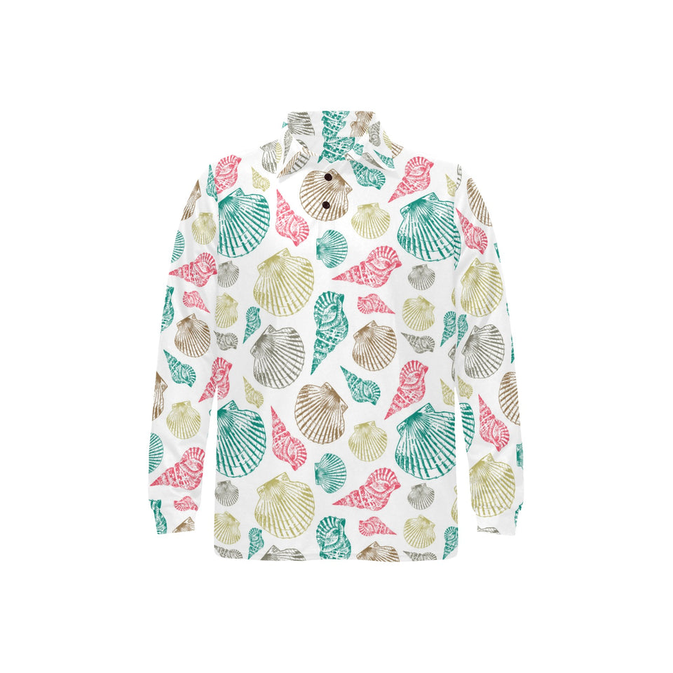 Colorful shell pattern Men's Long Sleeve Polo Shirt