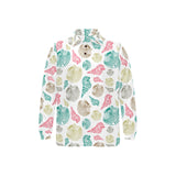 Colorful shell pattern Men's Long Sleeve Polo Shirt