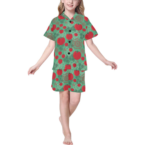 Tomato design pattern Kids' Boys' Girls' V-Neck Short Pajama Set