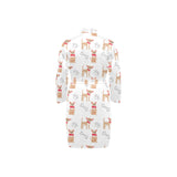 Chihuahua bone paw pattern Men's Long Sleeve Belted Night Robe