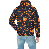 Halloween pattern Pumpkin background Men's Padded Hooded Jacket