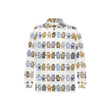 Teddy Bear Pattern Print Design 02 Men's Long Sleeve Polo Shirt