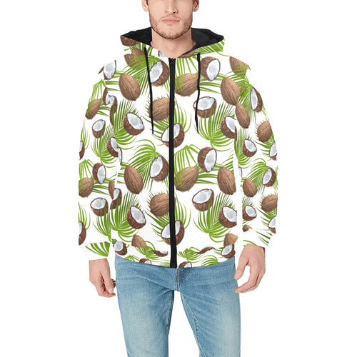 Coconut Pattern Print Design 04 Men's Padded Hooded Jacket