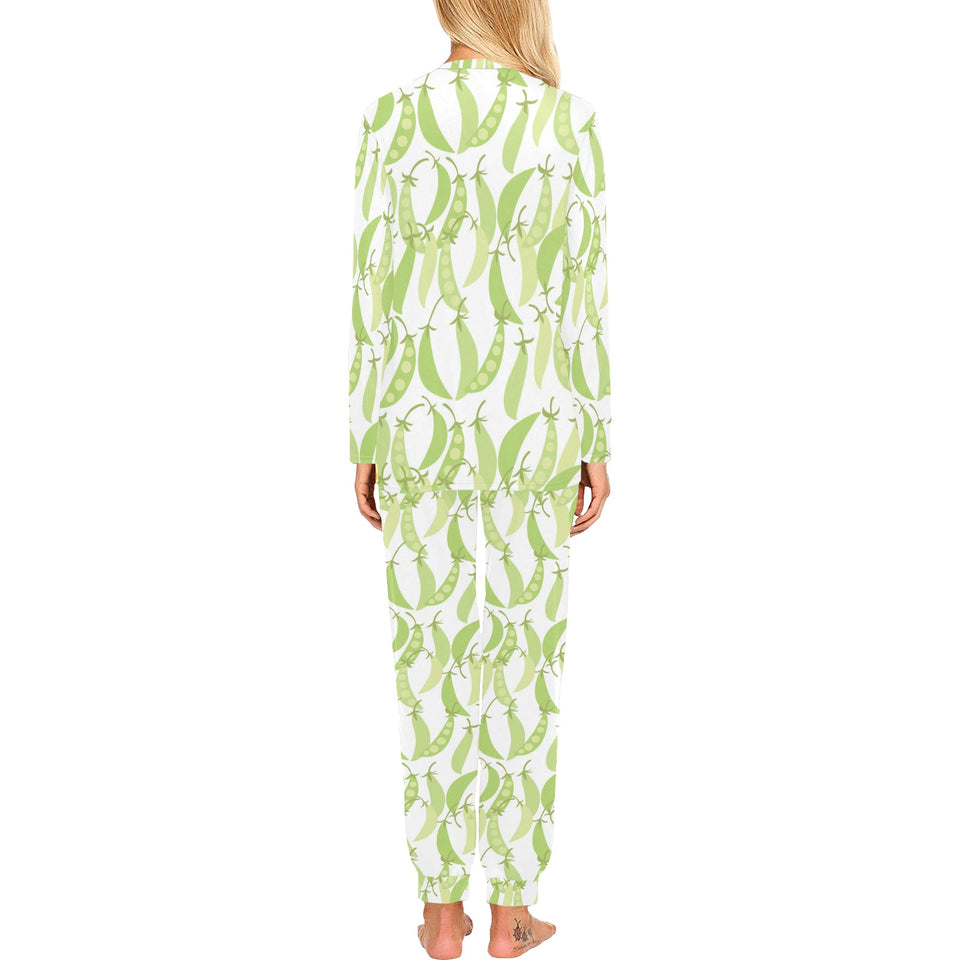 Green Peas Pattern Print Design 03 Women's All Over Print Pajama Set
