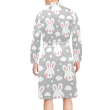 Rabbit cloud Pattern Men's Long Sleeve Belted Night Robe