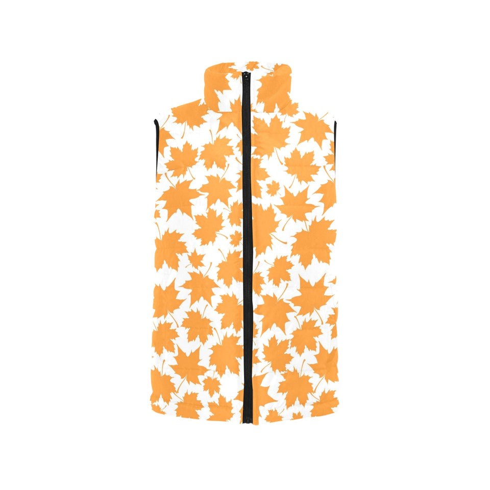 Orange Maple Leaf pattern Men's Padded Vest