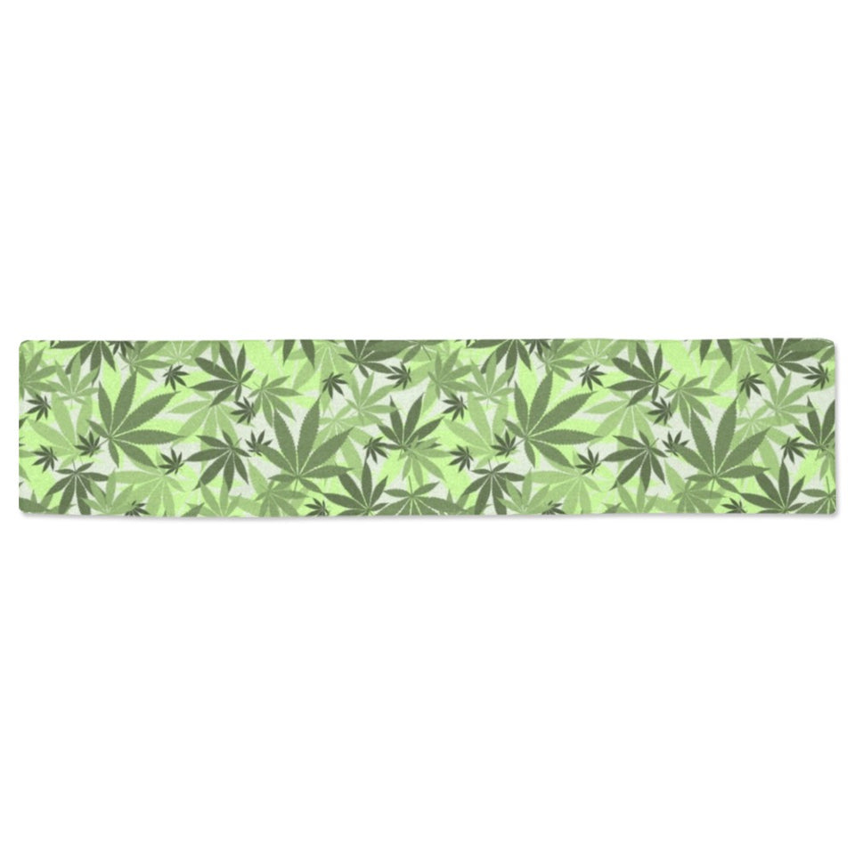 Canabis Marijuana Weed Pattern Print Design 01 Table Runner