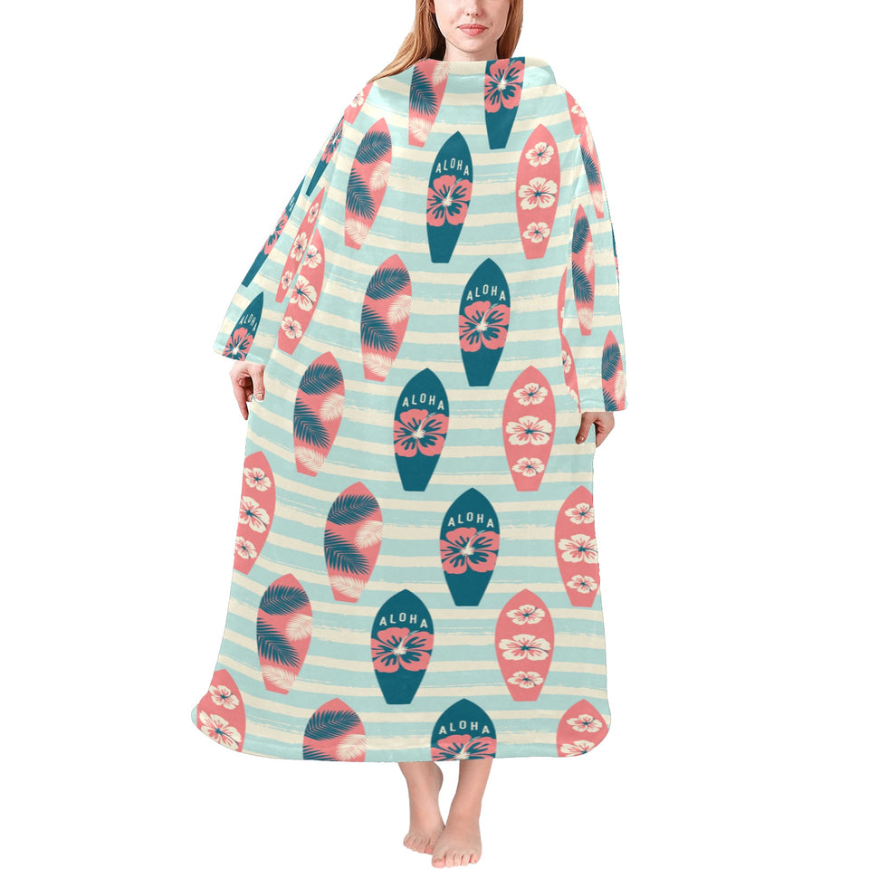 Surfboard Pattern Print Design 02 Blanket Robe with Sleeves