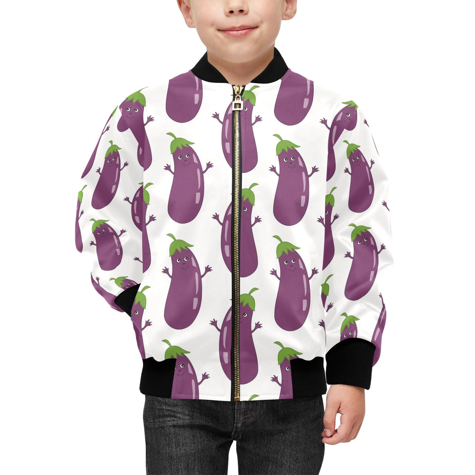 Eggplant Pattern Print Design 01 Kids' Boys' Girls' Bomber Jacket