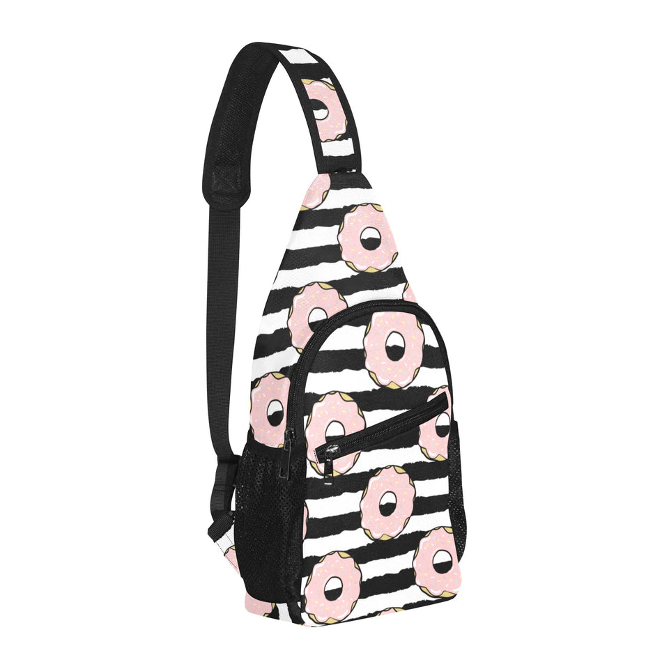 Donuts pink icing striped pattern All Over Print Chest Bag