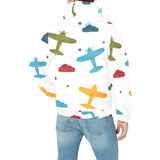 Airplane star cloud colorful Men's Padded Hooded Jacket