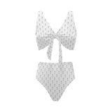 Engine Piston Background Pattern Print Design 01 Chest Bowknot High Waisted Bikini Swimsuit