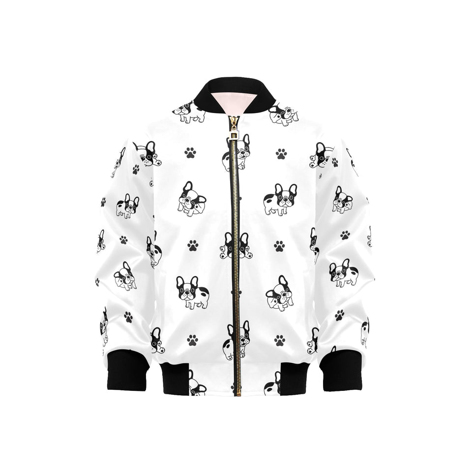 Cute french bulldog paw pattern Kids' Boys' Girls' Bomber Jacket
