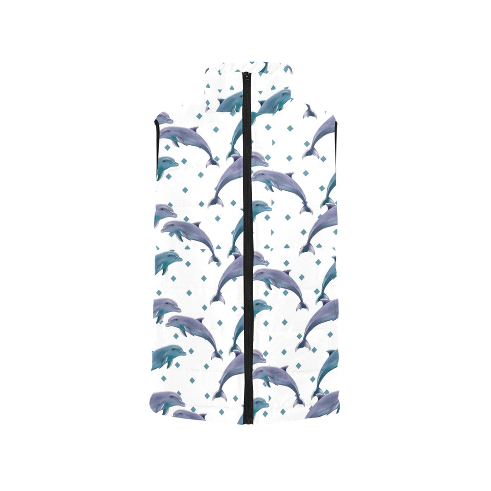 Dolphins pattern dotted background Women's Padded Vest