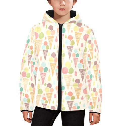 Ice cream cone pattern Kids' Boys' Girls' Padded Hooded Jacket