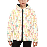 Ice cream cone pattern Kids' Boys' Girls' Padded Hooded Jacket