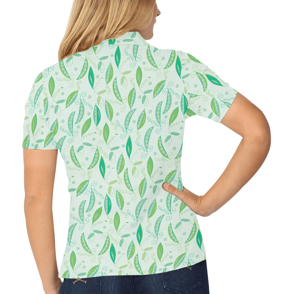 Green Peas Pattern Print Design 01 Women's All Over Print Polo Shirt