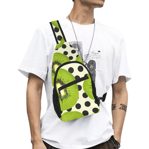 kiwi black dot background All Over Print Chest Bag