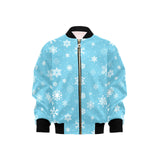Snowflake pattern blue background Kids' Boys' Girls' Bomber Jacket