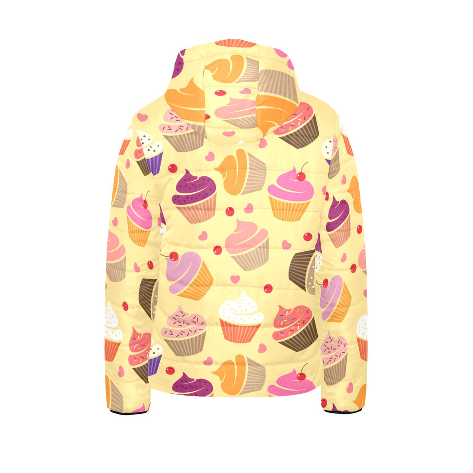 cake cupcake heart cherry pattern Kids' Boys' Girls' Padded Hooded Jacket