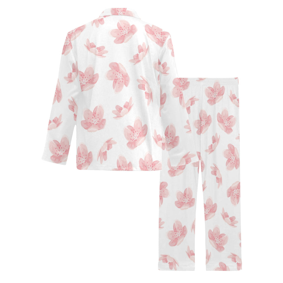 Pink sakura cherry blossom pattern Men's Long Pajama Set