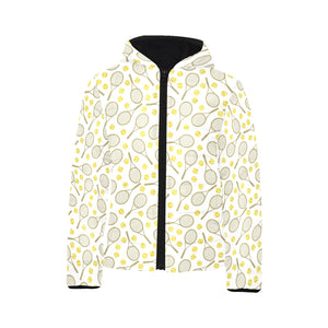 Tennis Pattern Print Design 02 Kids' Boys' Girls' Padded Hooded Jacket