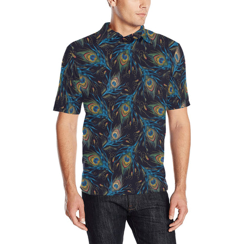 Beautiful peacock feather pattern Men's All Over Print Polo Shirt