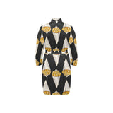 French fries dark background Men's Long Sleeve Belted Night Robe