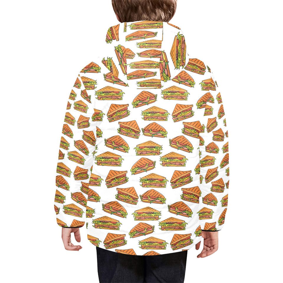 Sandwich Pattern Print Design 02 Kids' Boys' Girls' Padded Hooded Jacket