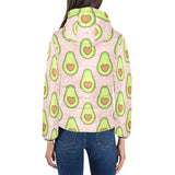 Avocado heart pink background Women's Padded Hooded Jacket
