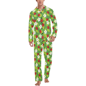 Ladybug Pattern Print Design 01 Men's Long Pajama Set