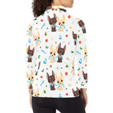 Cute Chihuahua dog pattern Women's Long Sleeve Polo Shirt