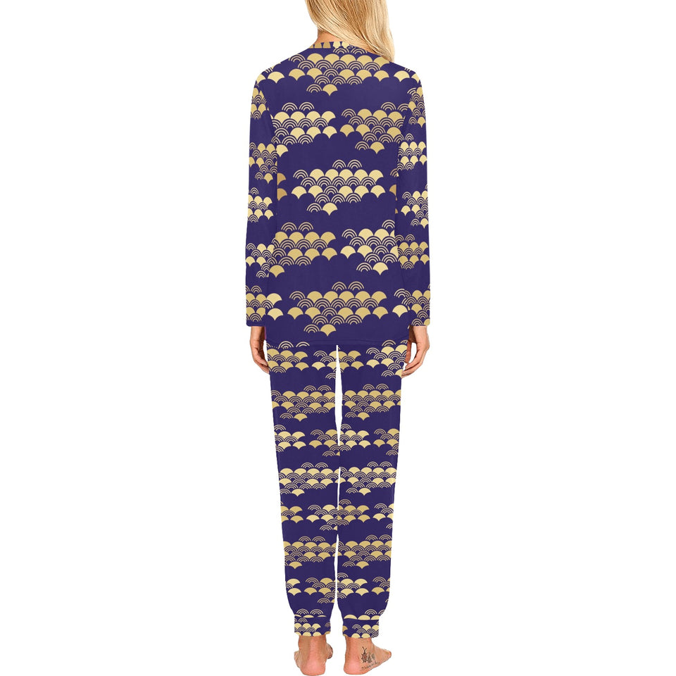 Beautiful japanese fan pattern Women's All Over Print Pajama Set