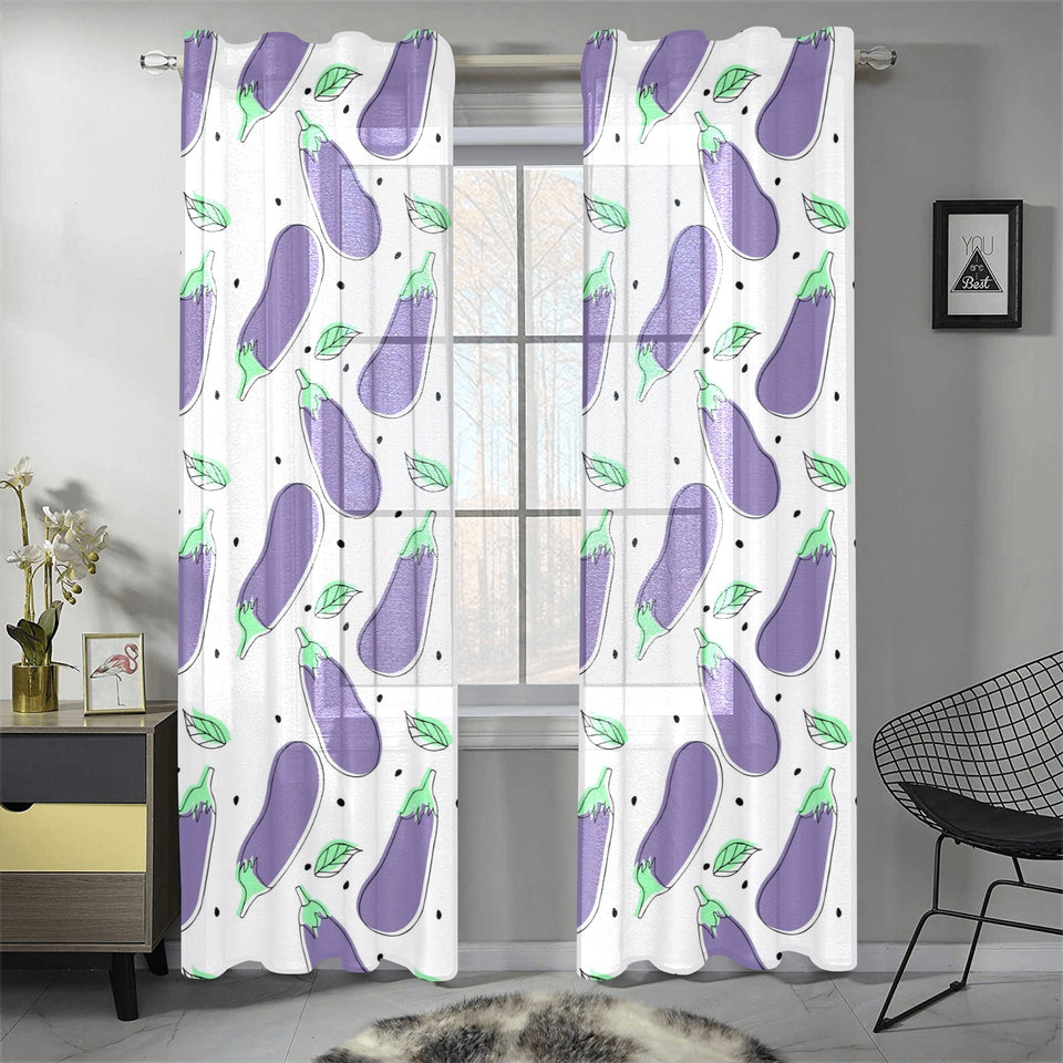 Eggplant Pattern Print Design 05 Gauze Curtain