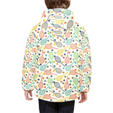 Tennis Pattern Print Design 03 Kids' Boys' Girls' Padded Hooded Jacket