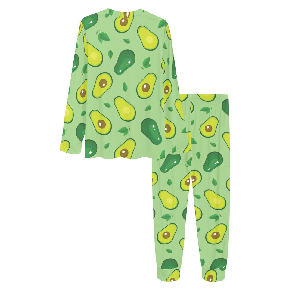 Avocado pattern green background Women's All Over Print Pajama Set