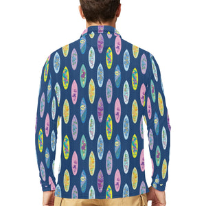 Surfboard Pattern Print Design 03 Men's Long Sleeve Polo Shirt