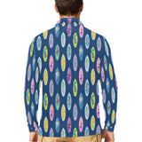 Surfboard Pattern Print Design 03 Men's Long Sleeve Polo Shirt