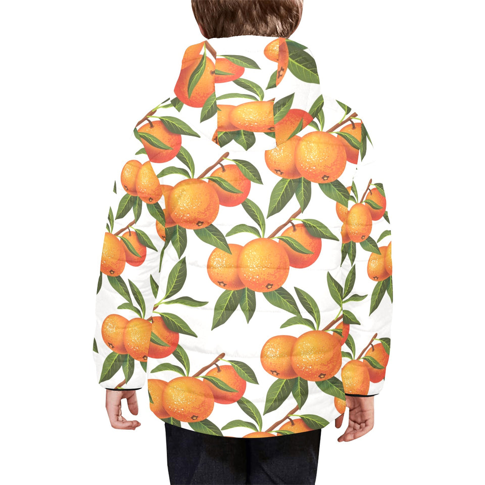 Oranges pattern background Kids' Boys' Girls' Padded Hooded Jacket