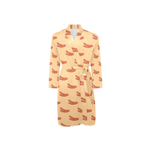 Sausage Pattern Print Design 03 Men's Long Sleeve Belted Night Robe