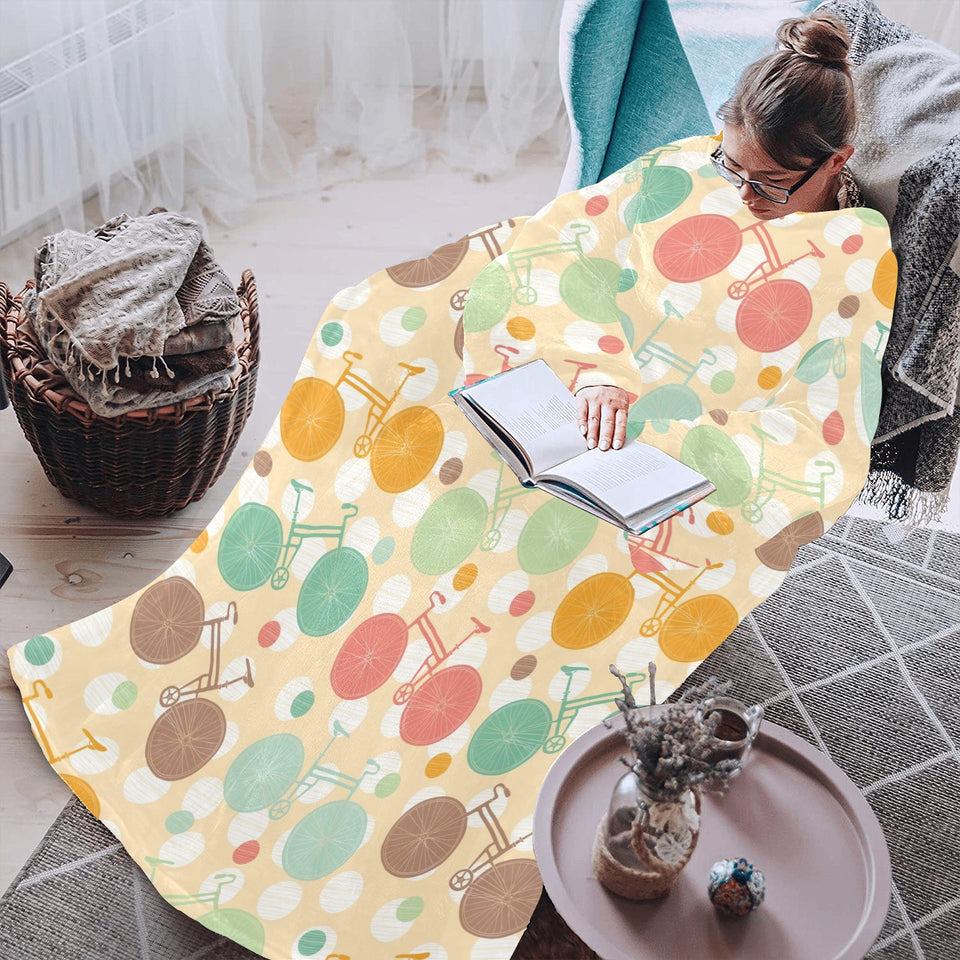 Bicycle Pattern Print Design 01 Blanket Robe with Sleeves