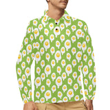 Fried Eggs Pattern Print Design 01 Men's Long Sleeve Polo Shirt
