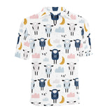 Cute sleeping sheep moon cloud pattern Men's All Over Print Polo Shirt
