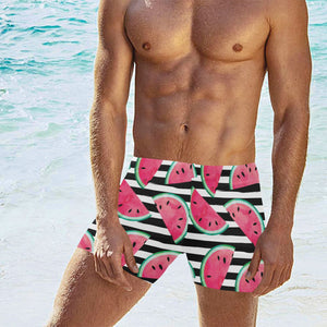 Watercolor paint textured watermelon pieces Men's Swimming Trunks