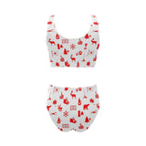 Canada Pattern Print Design 04 Chest Bowknot High Waisted Bikini Swimsuit