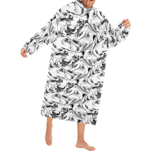 Greyhound Pattern Print Design 01 Blanket Robe with Sleeves