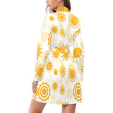 Sun design pattern Women's Long Sleeve Belted Night Robe