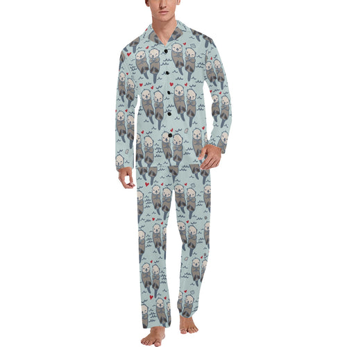 Lovely Sea Otter Pattern Men's Long Pajama Set