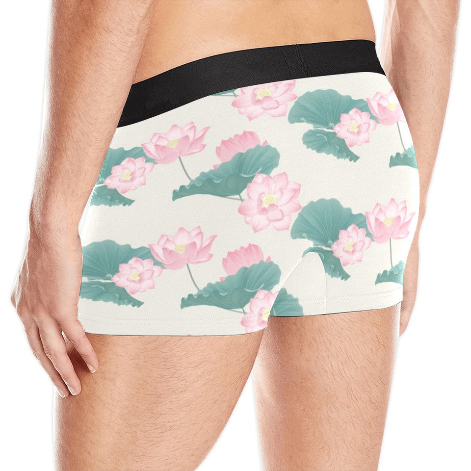 Pink lotus waterlily leaves pattern Men's All Over Print Boxer Briefs Men's Underwear