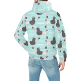 poodle dog green background Men's Padded Hooded Jacket